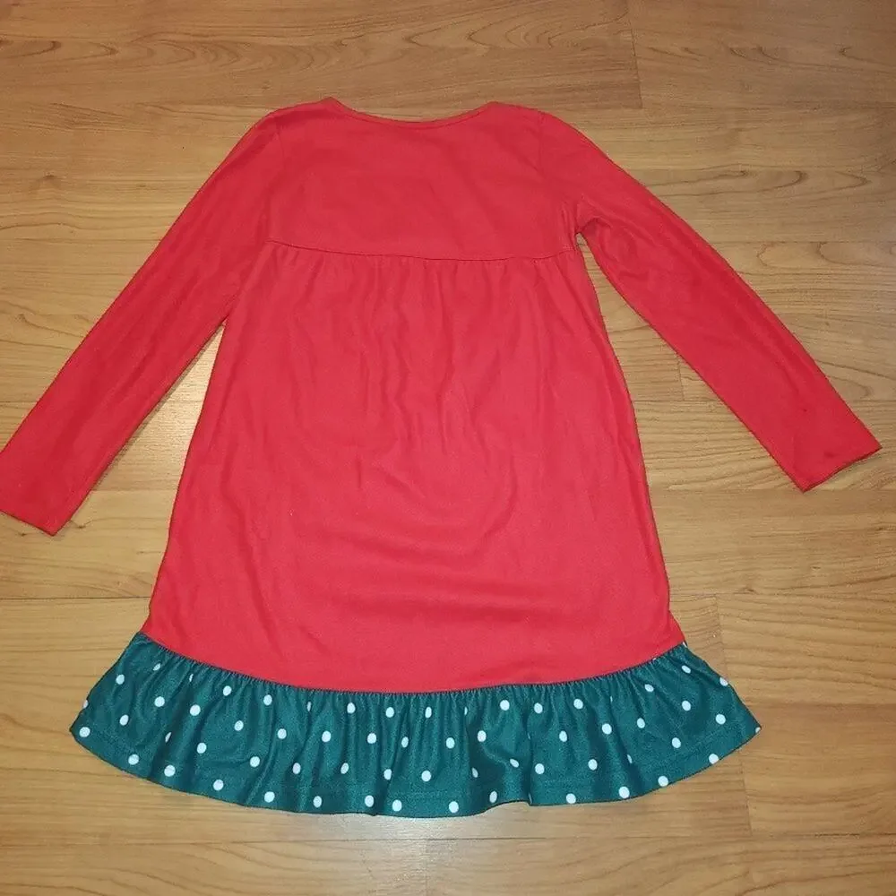 Girls Red Flannel On the Nice List Holiday Nightgown || 12 || EUC